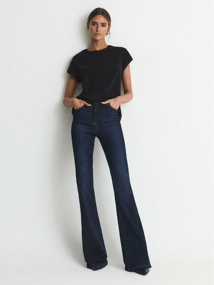 Cotton-jersey T-shirt in Black | Reiss Women Popular