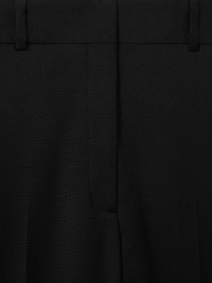 Wool Blend Tapered Suit Trousers in Black | Reiss Women Premium
