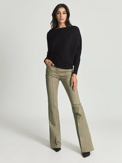 Asymmetric Knitted Top in Black | Reiss Women Recommended