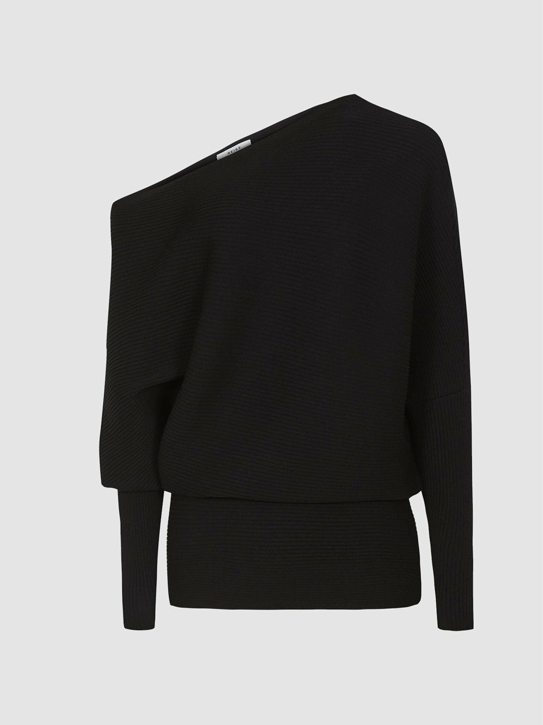 Asymmetric Knitted Top in Black | Reiss Women Recommended