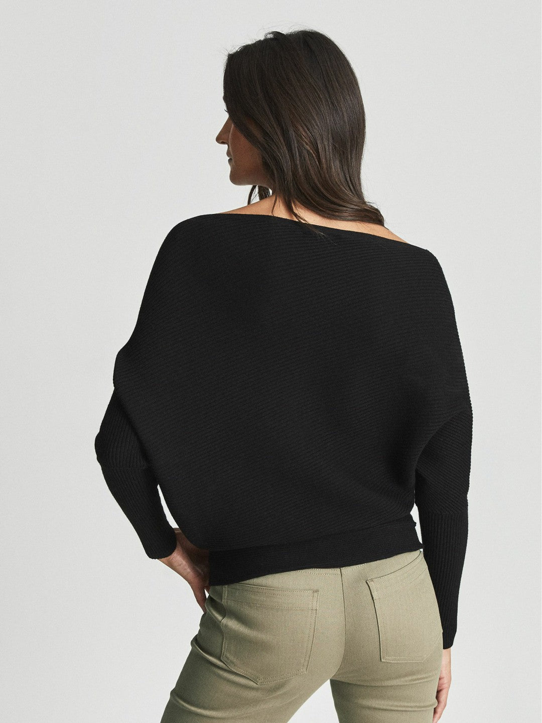 Asymmetric Knitted Top in Black | Reiss Women Recommended