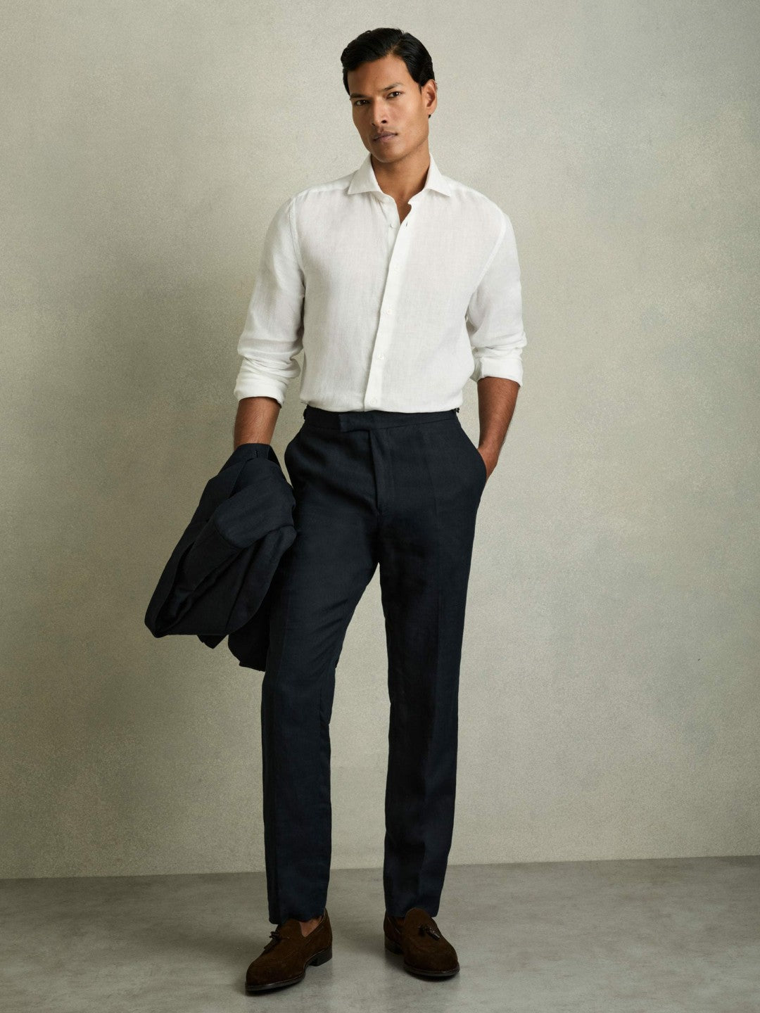 Linen Button-Through Shirt in White | Reiss Men Featured