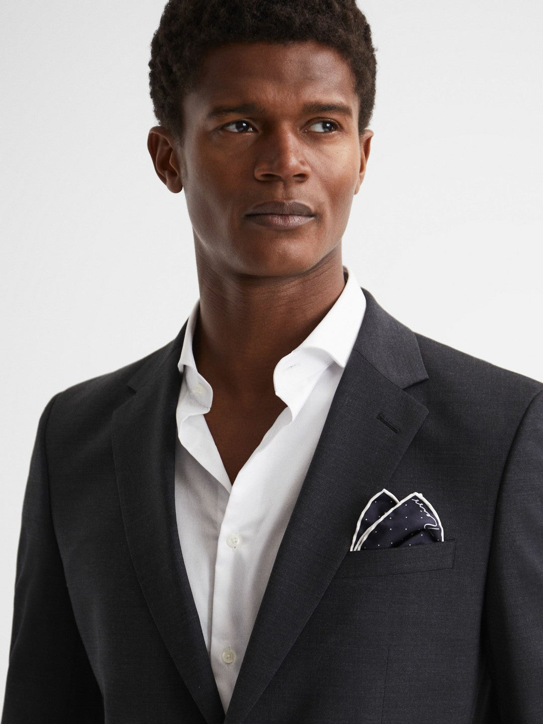 Polka Dot Silk Pocket Square in Navy | Reiss Men Premium