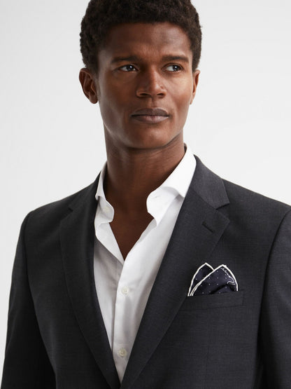 Polka Dot Silk Pocket Square in Navy | Reiss Men Premium
