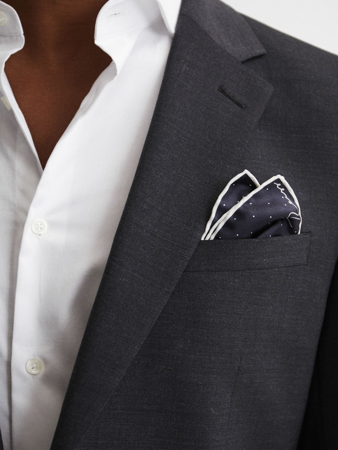 Polka Dot Silk Pocket Square in Navy | Reiss Men Premium