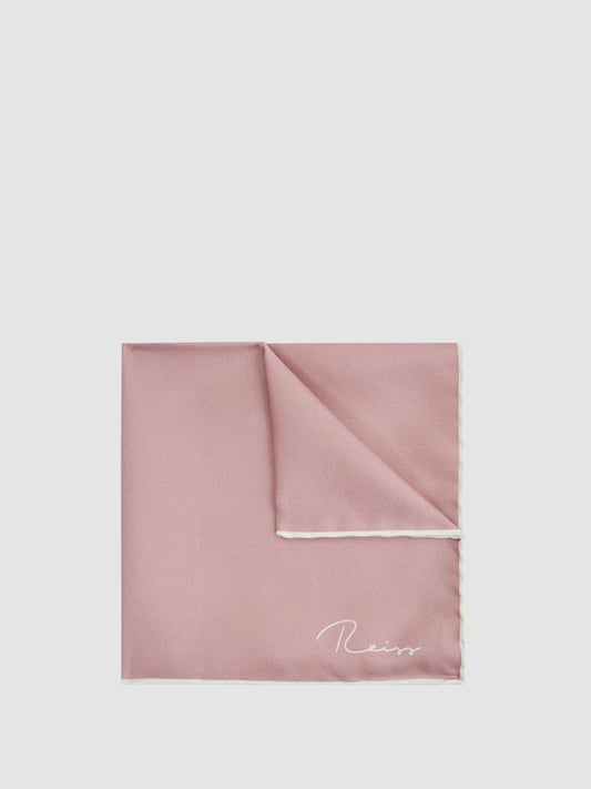 Plain Silk Pocket Square in Pink | Reiss Men Exclusive
