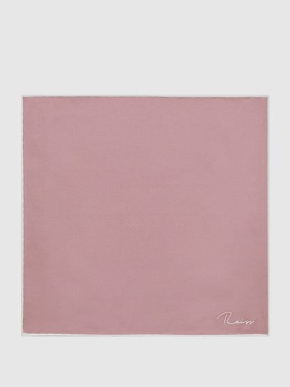 Plain Silk Pocket Square in Pink | Reiss Men Exclusive