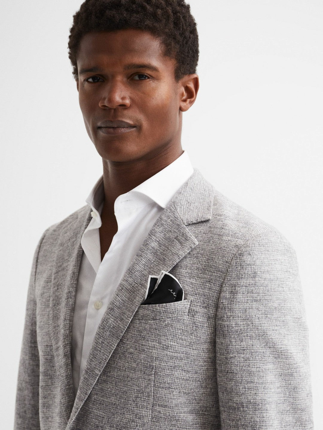 Plain Silk Pocket Square in Black | Reiss Men New