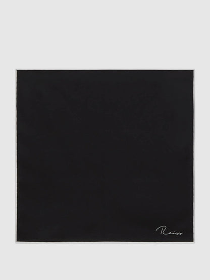 Plain Silk Pocket Square in Black | Reiss Men New