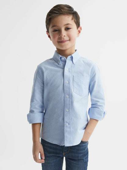 4-9 yrs Button Down Oxford Shirt in Soft Blue | Reiss Children & Baby Premium