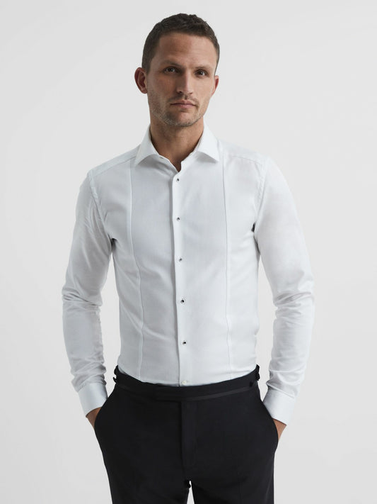 Slim Fit Dinner Shirt in White | Reiss Men Premium
