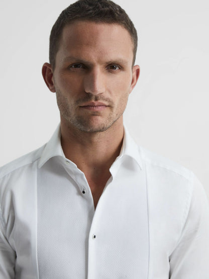 Slim Fit Dinner Shirt in White | Reiss Men Premium