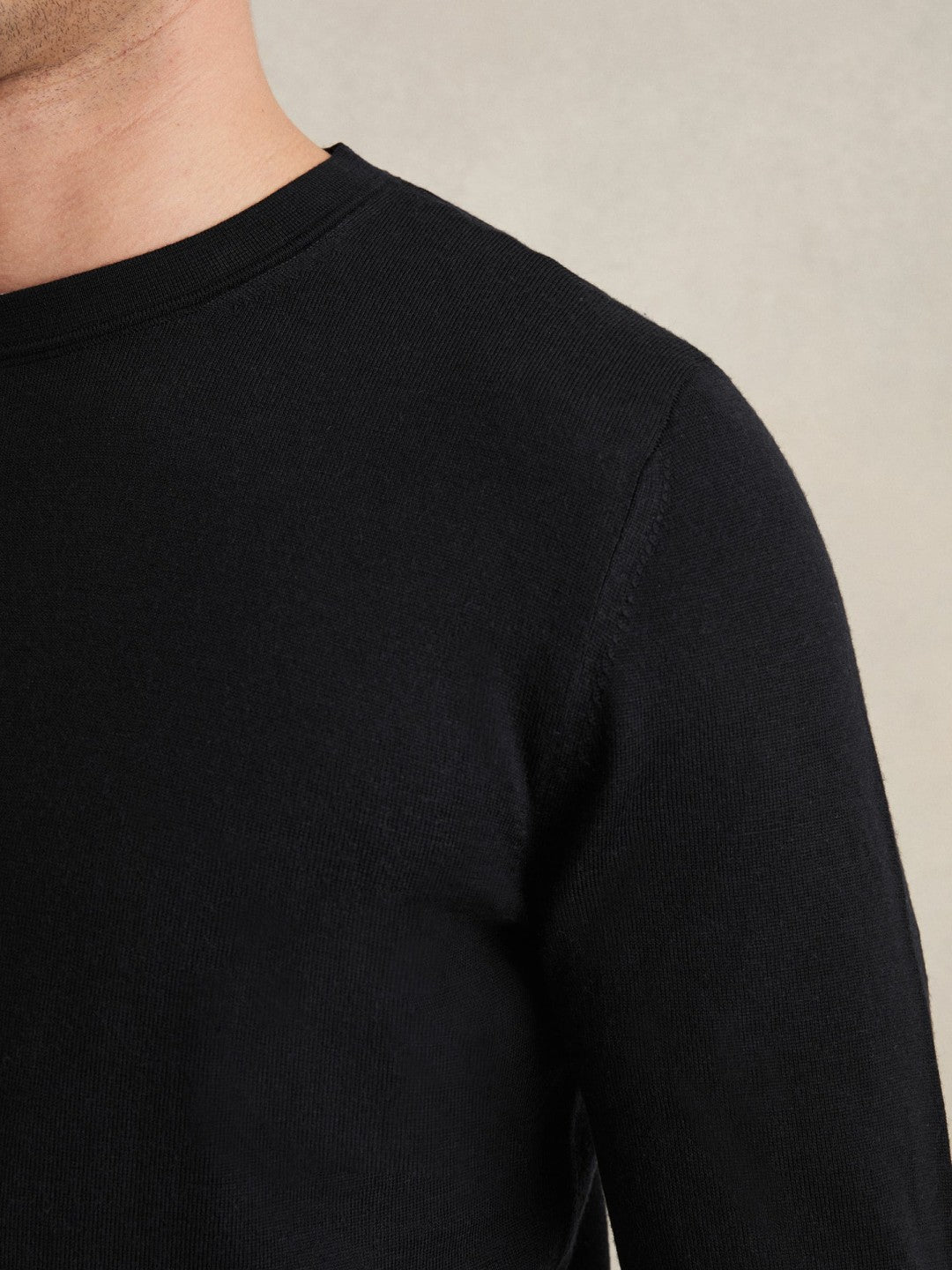 Merino Wool Crew Neck Jumper in Navy | Reiss Men Featured