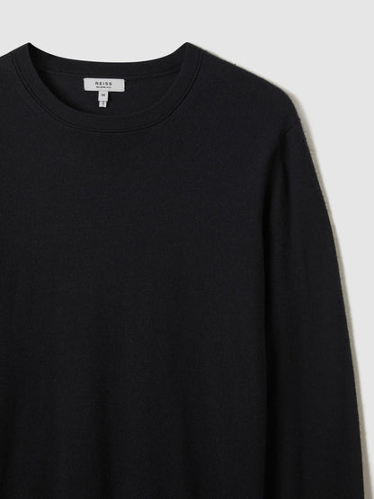 Merino Wool Crew Neck Jumper in Navy | Reiss Men Featured