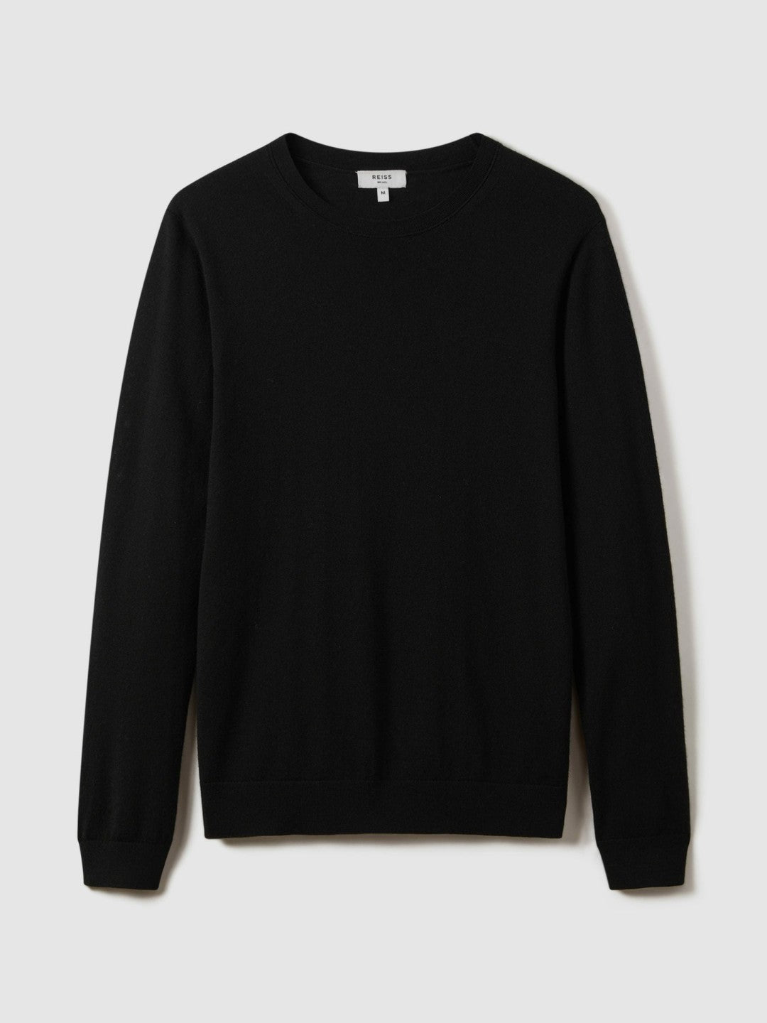Merino Wool Crew Neck Jumper in Black | Reiss Men Premium