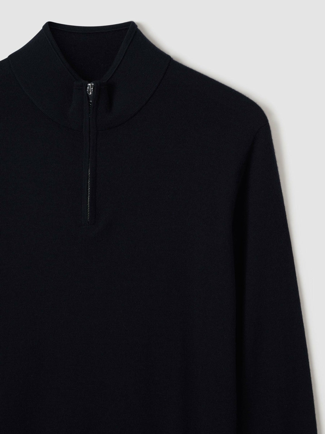 Merino Wool Half-Zip Jumper in Navy | Reiss Men Premium