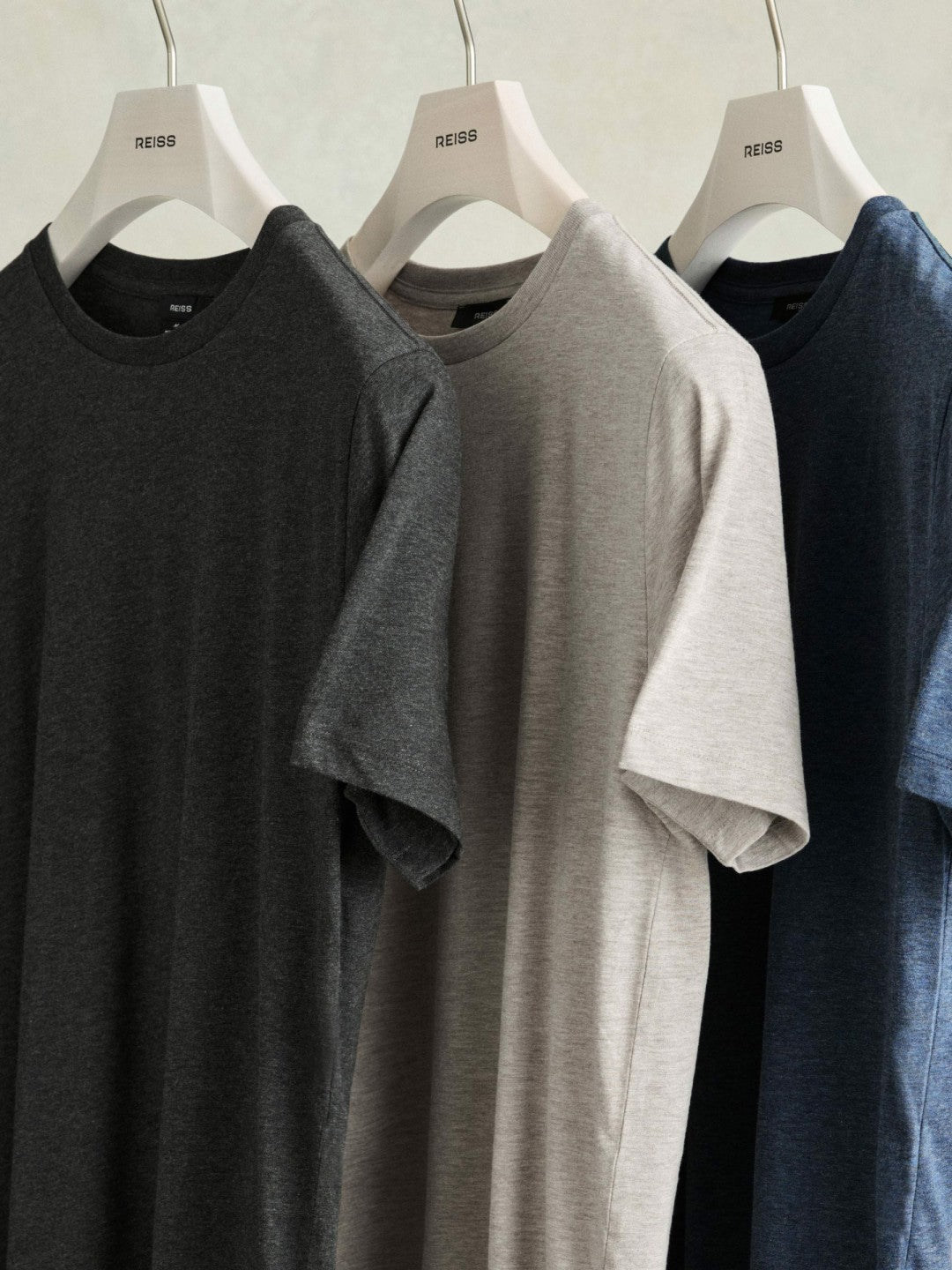 Cotton-Jersey Crew-Neck T-shirts 3 Pack in Multi Melange | Reiss Men Trending