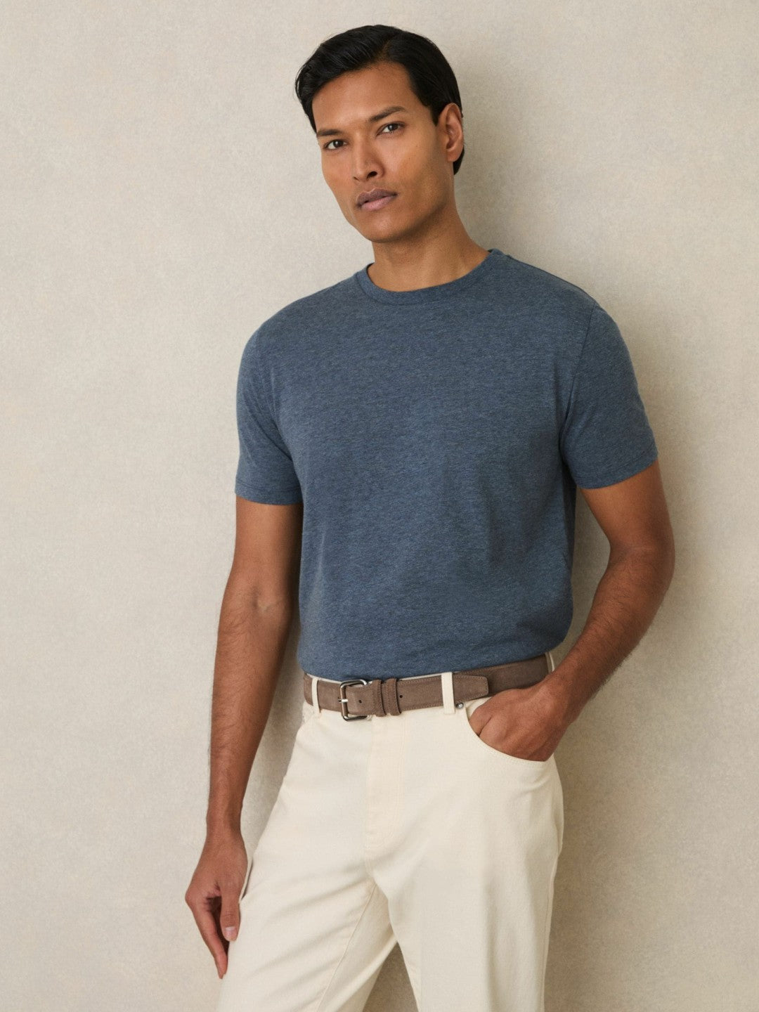 Cotton-Jersey Crew-Neck T-shirts 3 Pack in Multi Melange | Reiss Men Trending