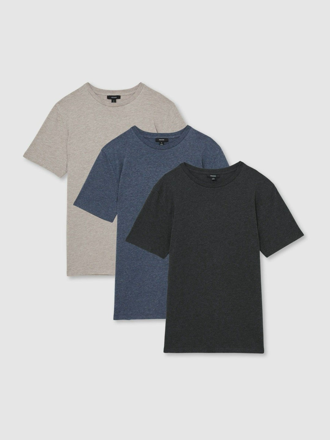 Cotton-Jersey Crew-Neck T-shirts 3 Pack in Multi Melange | Reiss Men Trending