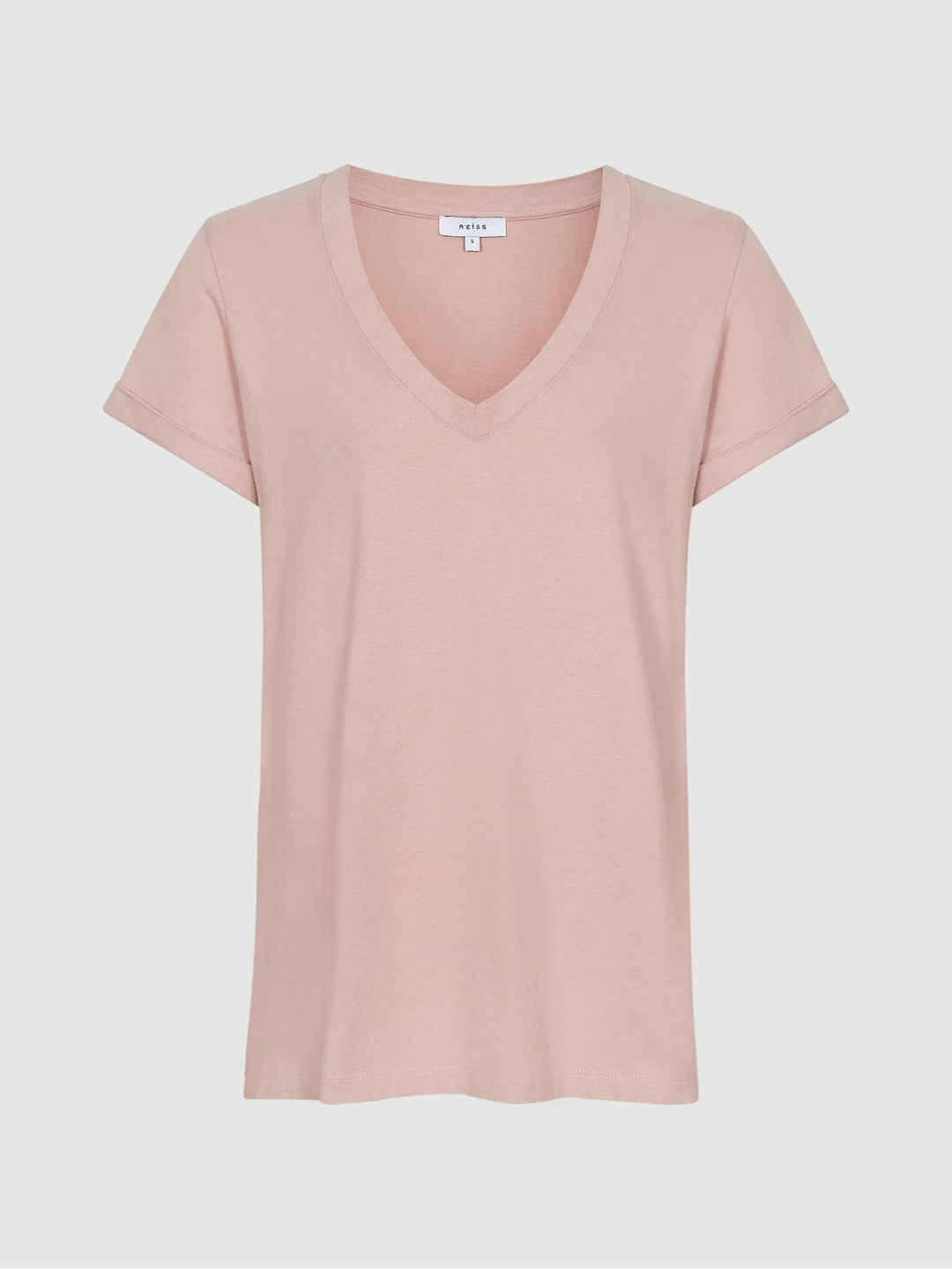Cotton-Jersey V-Neck T-Shirt in Light Pink | Reiss Women Recommended
