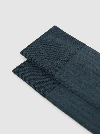 Ribbed Socks in Airforce Blue | Reiss Men Best Seller