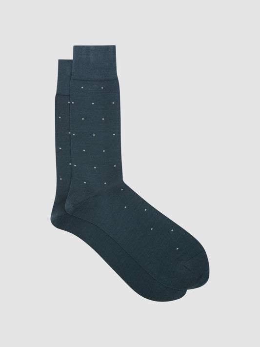 Polka Dot Socks in Airforce Blue | Reiss Men Recommended