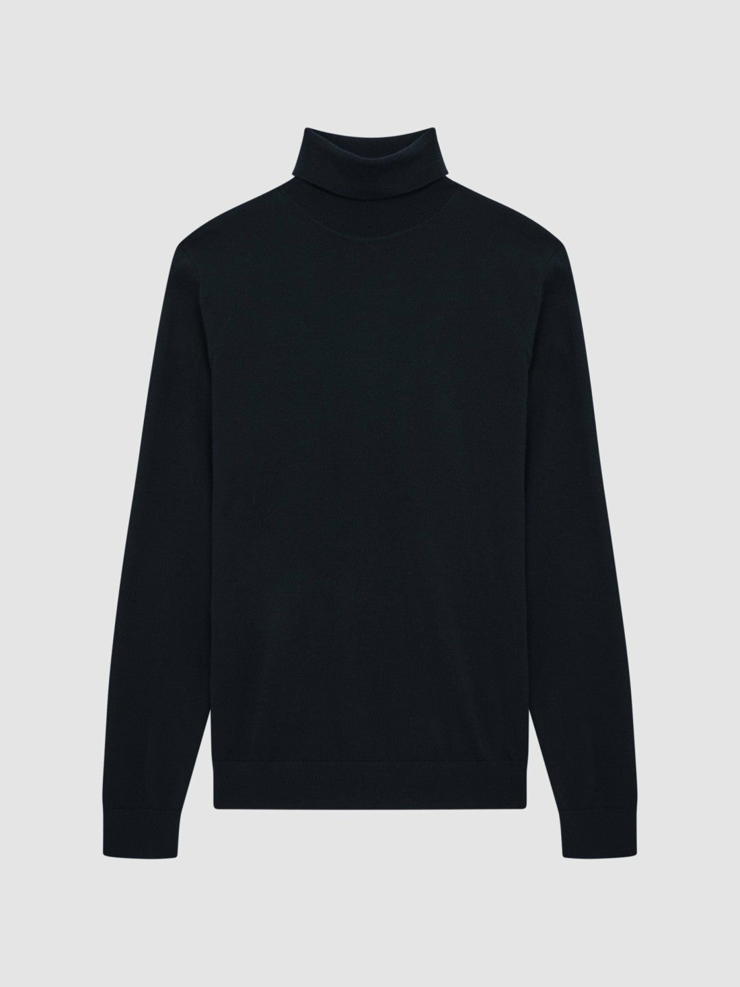 Slim Fit Merino Wool Roll Neck Jumper in Navy | Reiss Men Best Seller