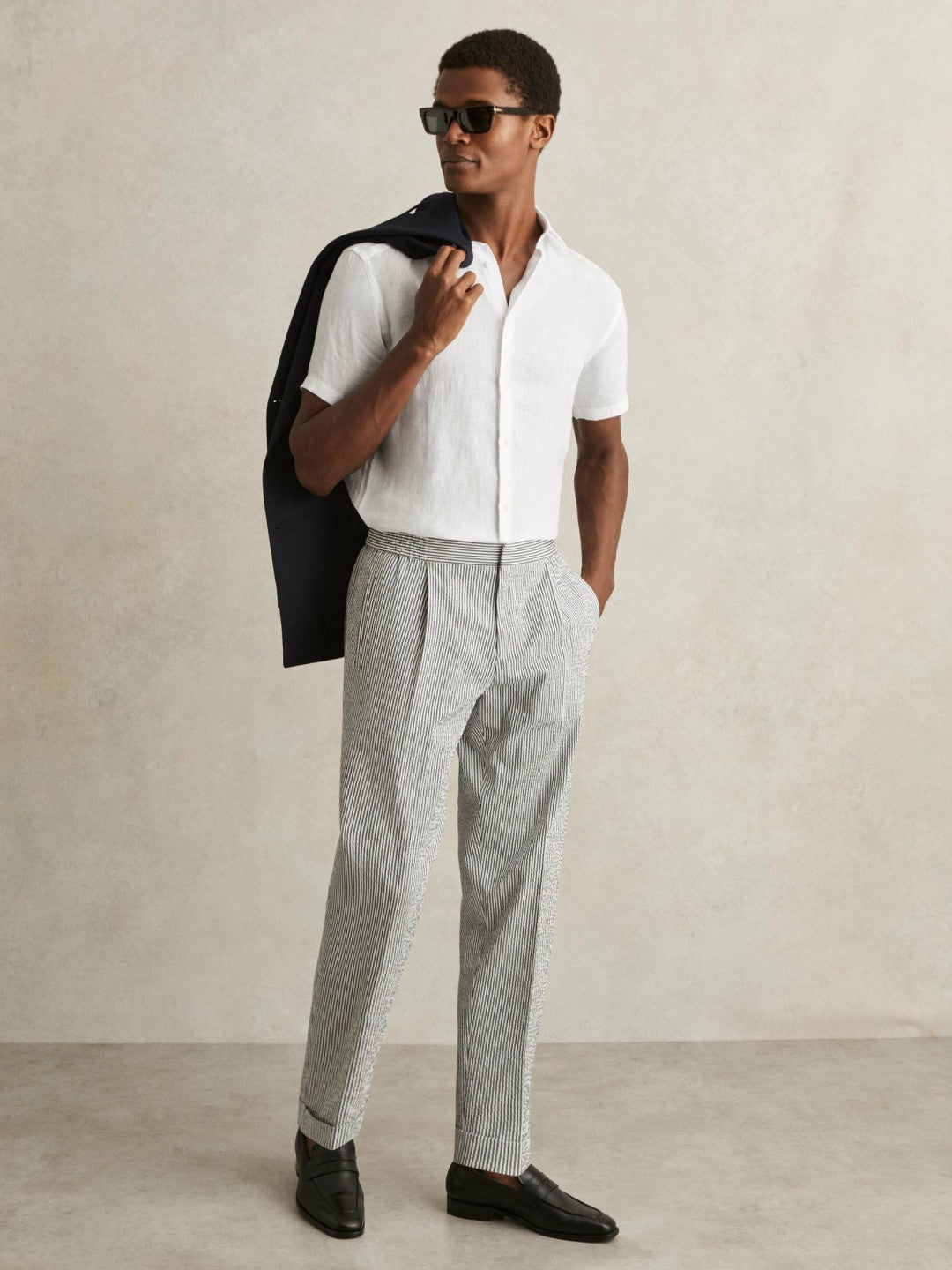 Slim Fit Linen Button-Through Shirt in White | Reiss Men New