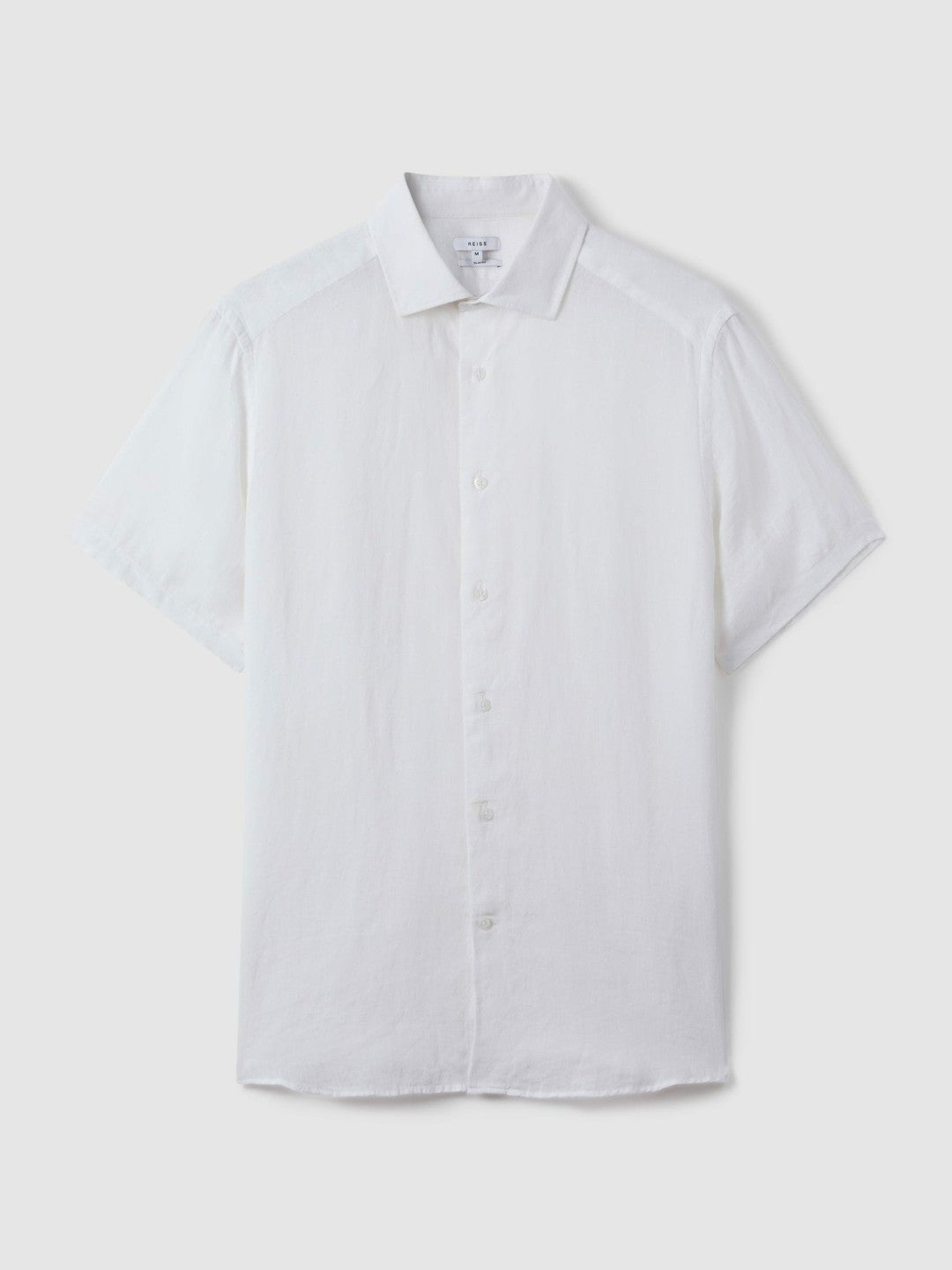 Slim Fit Linen Button-Through Shirt in White | Reiss Men New
