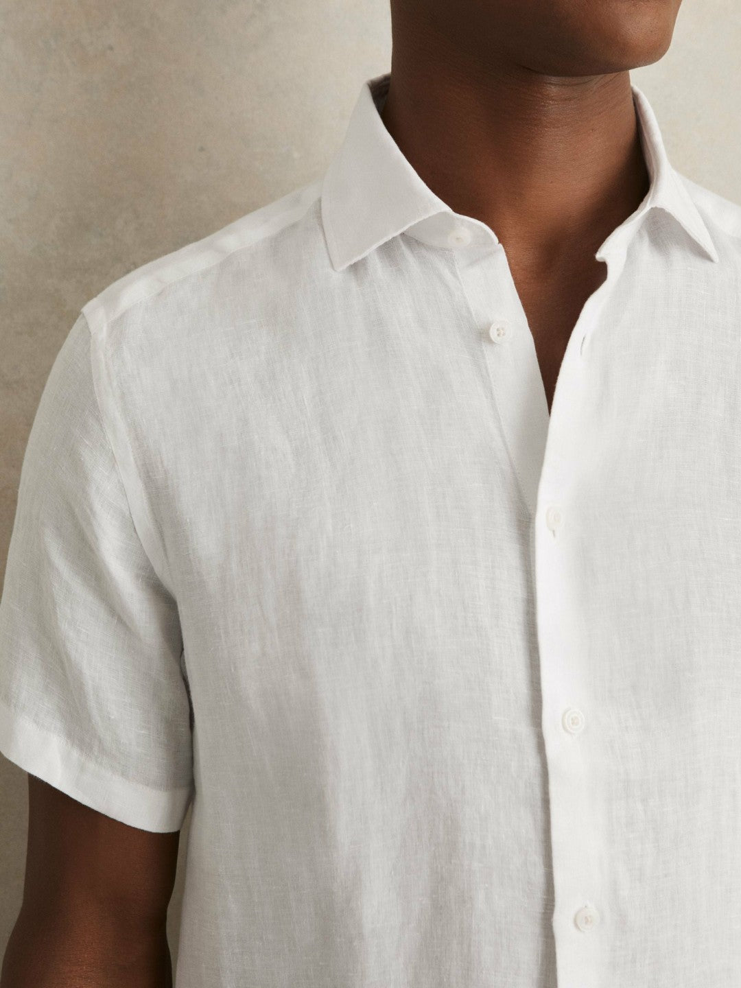 Slim Fit Linen Button-Through Shirt in White | Reiss Men New
