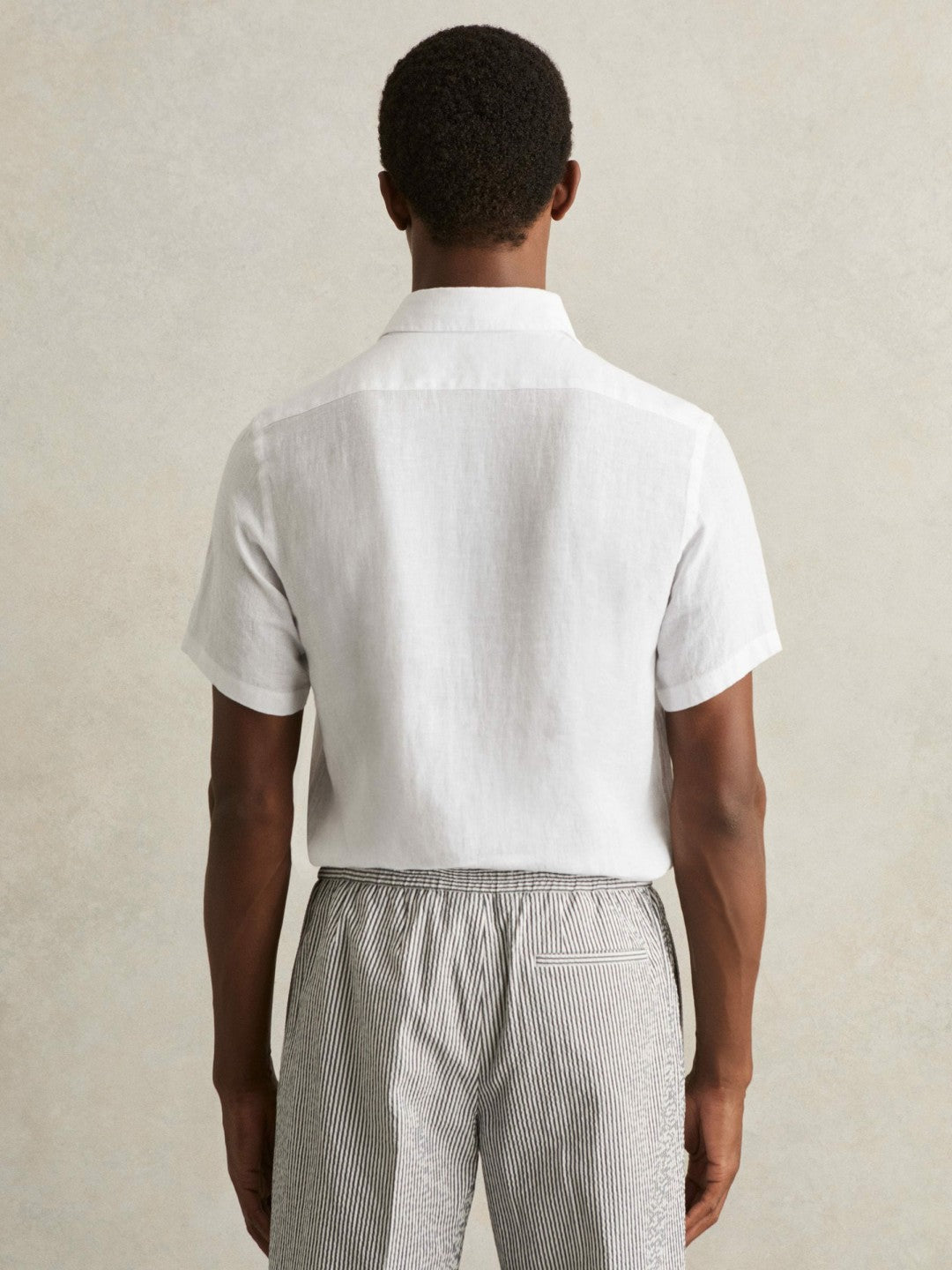 Slim Fit Linen Button-Through Shirt in White | Reiss Men New