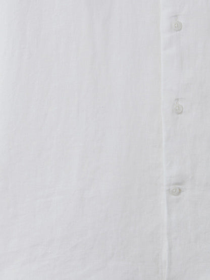 Slim Fit Linen Button-Through Shirt in White | Reiss Men New
