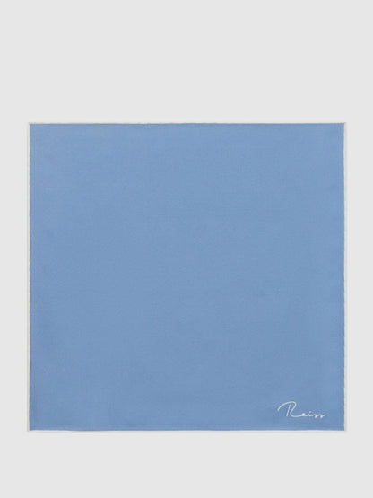 Plain Silk Pocket Square in Airforce Blue | Reiss Men Premium