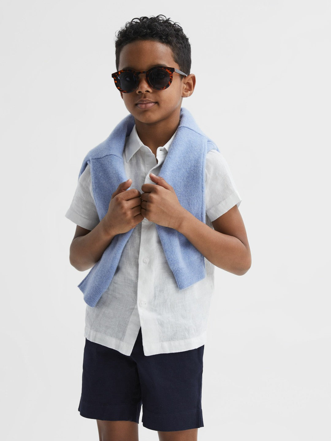 3-9 yrs Short Sleeve Linen Shirt in White | Reiss Children & Baby Premium