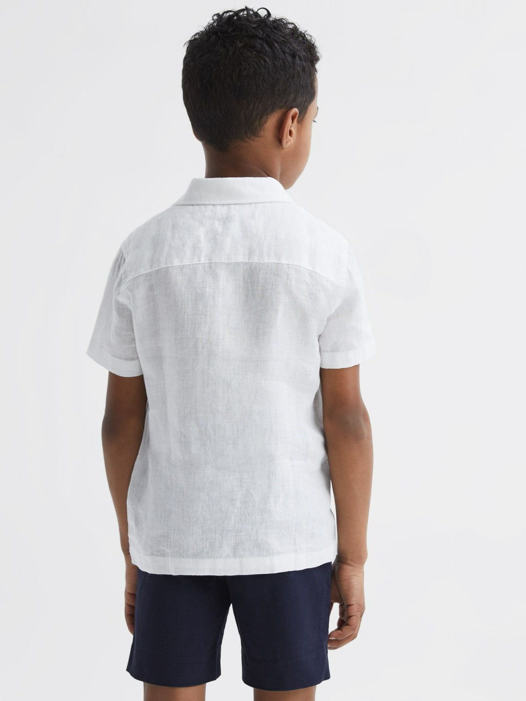 3-9 yrs Short Sleeve Linen Shirt in White | Reiss Children & Baby Premium