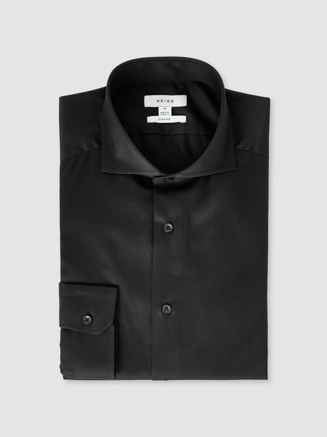 Slim Fit Cotton-Twill Two-Fold Shirt Slim-Fit in Black | Reiss Men Exclusive