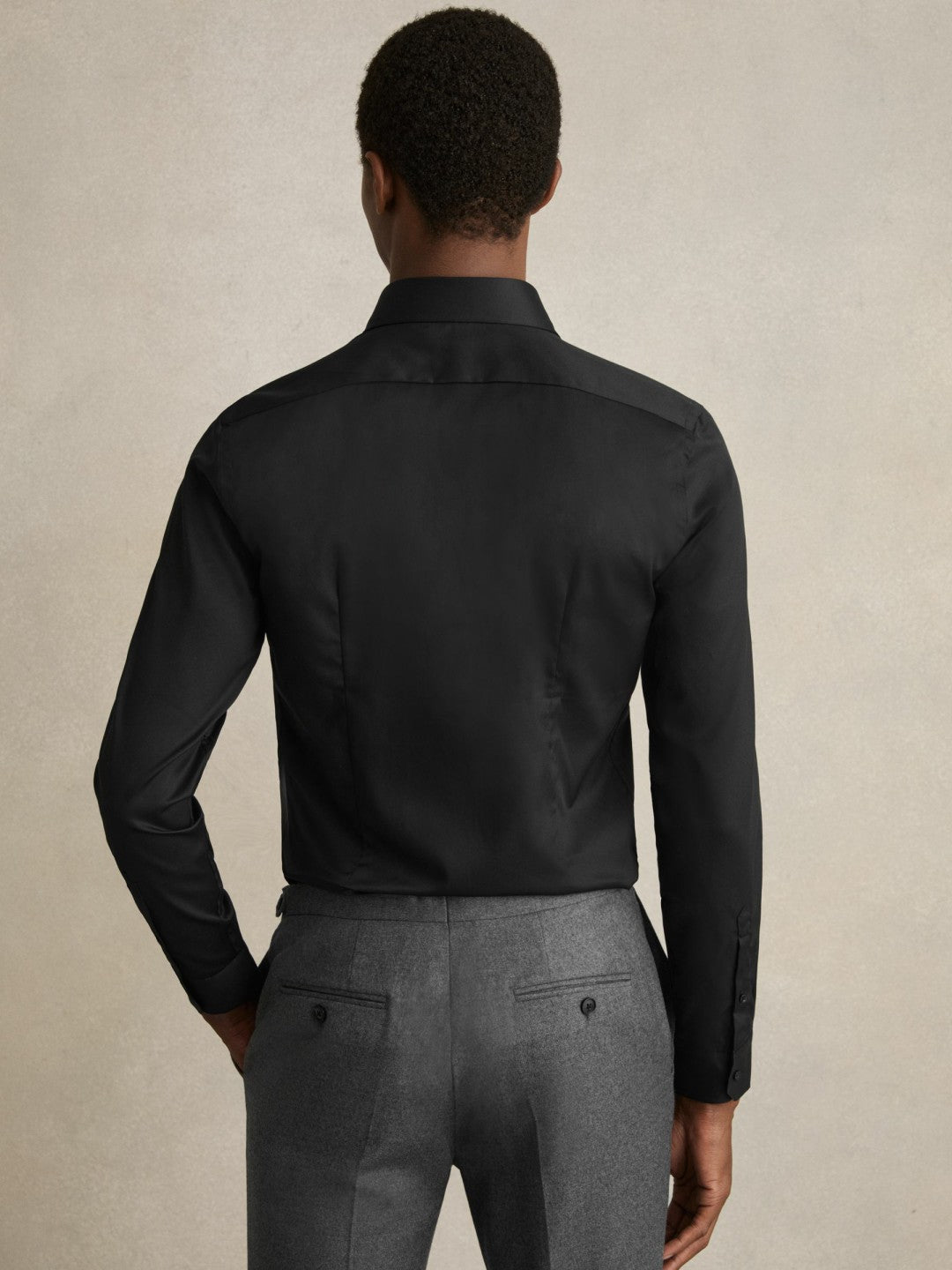 Slim Fit Cotton-Twill Two-Fold Shirt Slim-Fit in Black | Reiss Men Exclusive