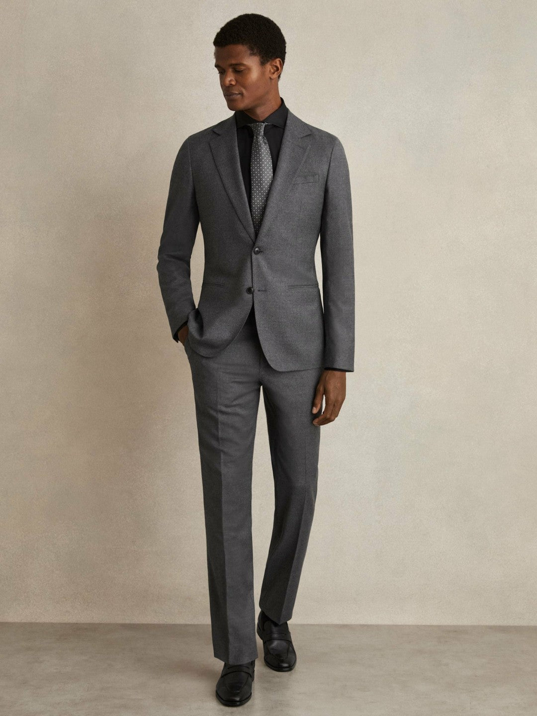 Slim Fit Cotton-Twill Two-Fold Shirt Slim-Fit in Black | Reiss Men Exclusive