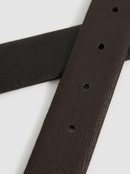 Reversible Leather Belt in Black/Brown | Reiss Men New