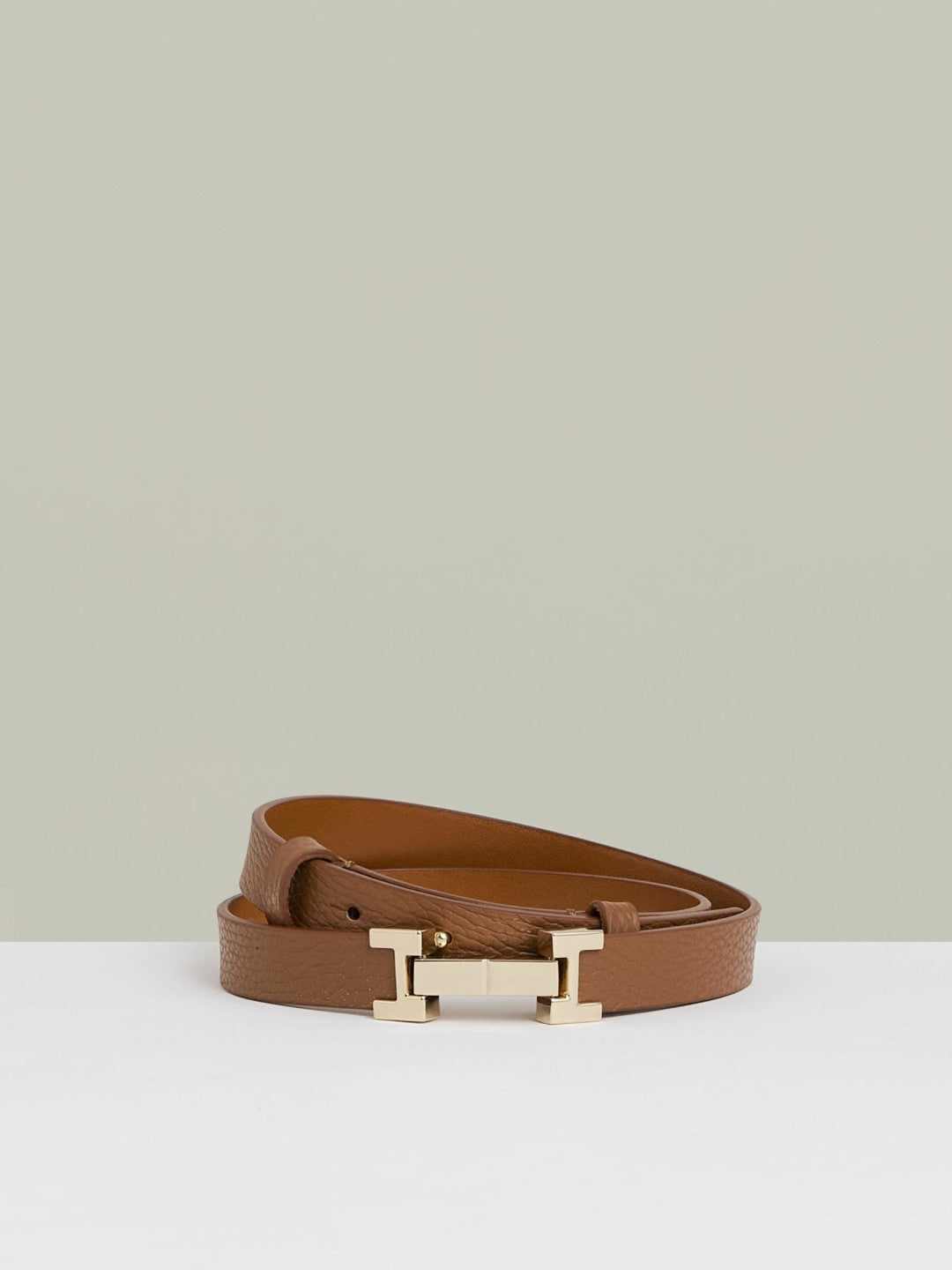 Leather Square Hinge Belt in Tan | Reiss Women New