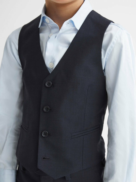 4-9 yrs Modern Fit Waistcoat in Navy | Reiss Children & Baby Recommended