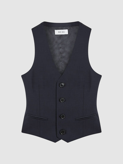 4-9 yrs Modern Fit Waistcoat in Navy | Reiss Children & Baby Recommended
