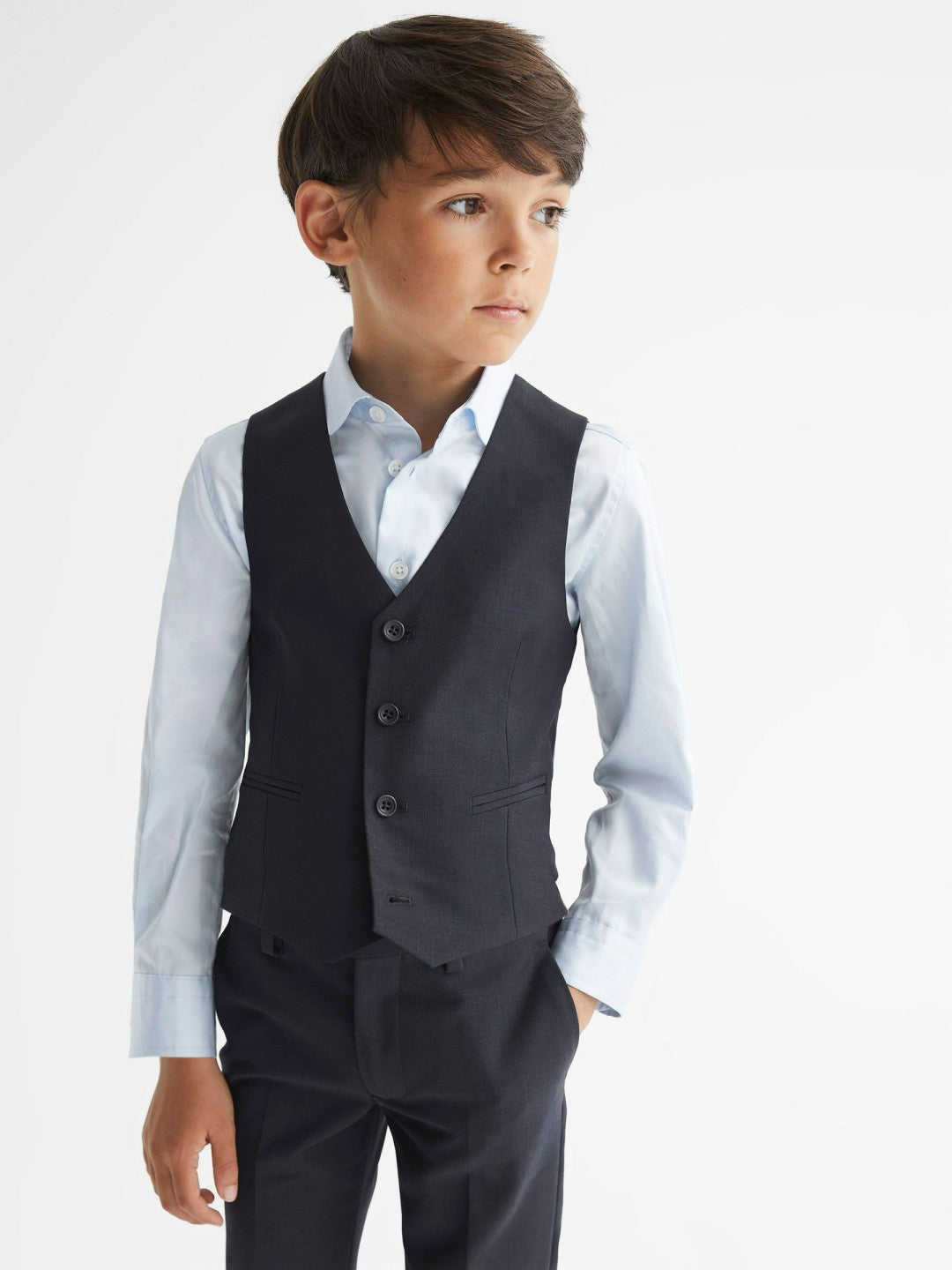 4-9 yrs Modern Fit Waistcoat in Navy | Reiss Children & Baby Recommended