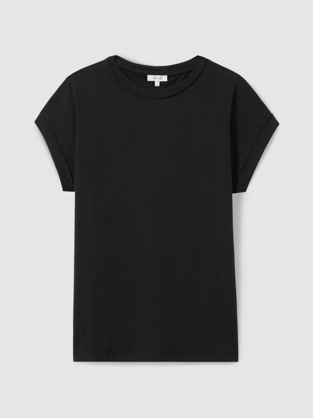 Cotton-Jersey Crew Neck T-Shirt in Black | Reiss Women New