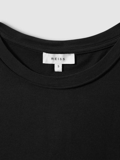Cotton-Jersey Crew Neck T-Shirt in Black | Reiss Women New