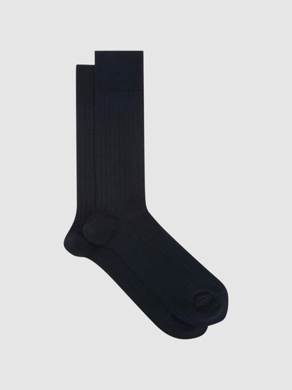 Ribbed Socks in Navy | Reiss Men Best Seller