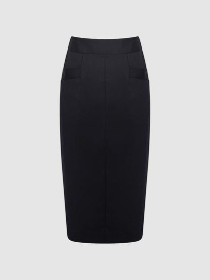 Petite Tailored Pencil Skirt in Navy | Reiss Women Trending