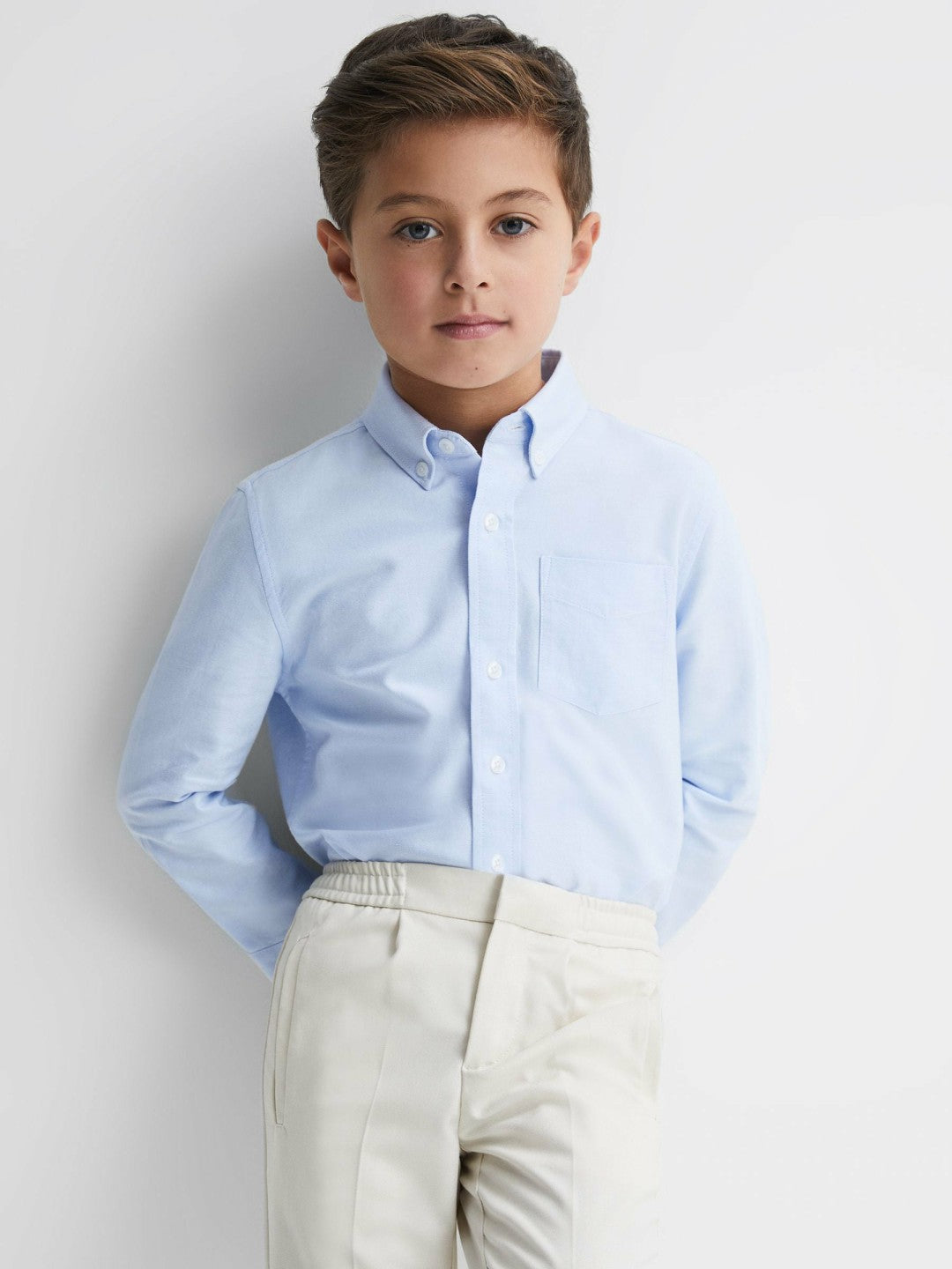 3-9 yrs Button Down Oxford Shirt in Soft Blue | Reiss Children & Baby Premium