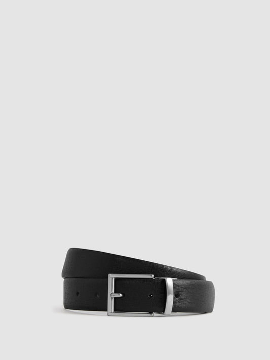 Reversible Leather Belt in Black | Reiss Men Best Seller