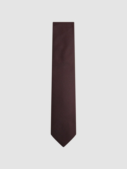 Textured Silk Blend Tie in Burgundy | Reiss Men Trending